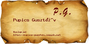 Pupics Gusztáv névjegykártya