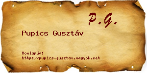Pupics Gusztáv névjegykártya